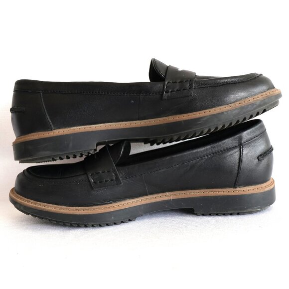 Size 37 M - Clarks Black Leather Loafers - Penny Loafers - Picture 4 of 12